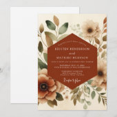 Rust Watercolor Bloom Wedding Einladung (Vorne/Hinten)