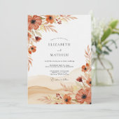 Rust Whimsical Autumnal Wedding Einladung (Stehend Vorderseite)