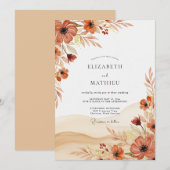 Rust Whimsical Autumnal Wedding Einladung (Vorne/Hinten)