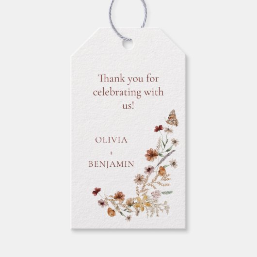 Rust-Wildblumen-Schmetterling-Boho-individuelle Ho Geschenkanhänger (Vorderseite)