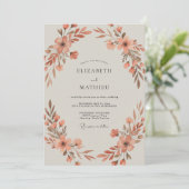 Rust-Wildflower-Hochzeit Einladung (Stehend Vorderseite)