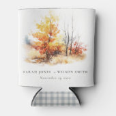 Rust Yellow Autumn Fall Landscape Plaid Wedding Dosenkühler (Vorderseite)