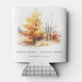 Rust Yellow Autumn Fall Landscape Plaid Wedding Dosenkühler (Rückseite)