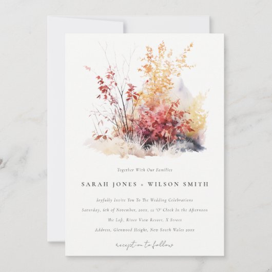 Rust Yellow Autumn Fall Landscape Plaid Wedding Einladung (Vorderseite)