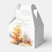 Rust Yellow Autumn Fall Landscape Plaid Wedding Geschenkschachtel (Rückseite)
