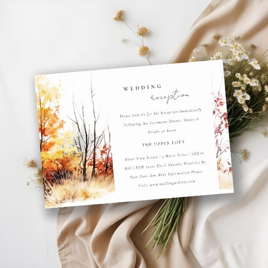 Rust Yellow Autumn Landscape Wedding Reception Begleitkarte