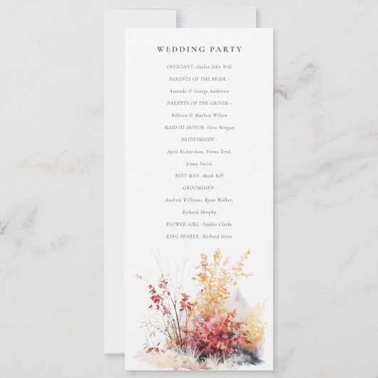 Rust Yellow Fall Landscape Plaid Wedding Program Einladung (Rückseite)
