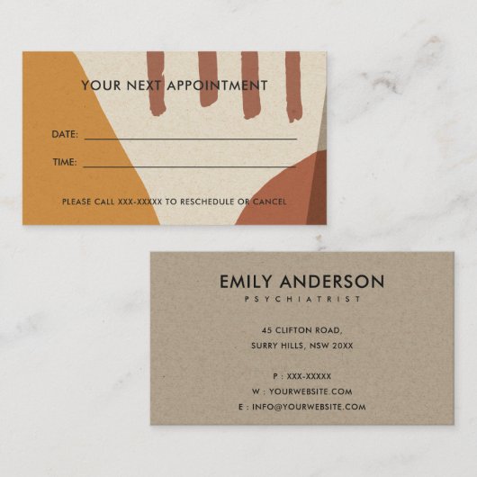RUST YELLOW MODERN KRAFT ABSTRAKT ART APPOINTMENT VISITENKARTE (Vorne/Hinten)