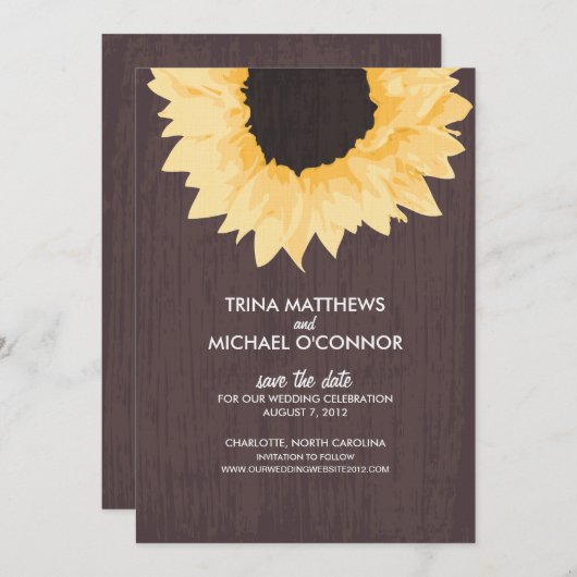 Rustc Sunflower Save the Date (Vorne/Hinten)