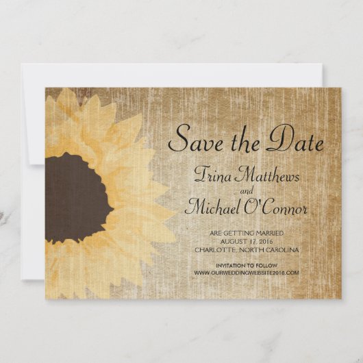 Rustc Sunflower Save the Date Einladung (Vorderseite)