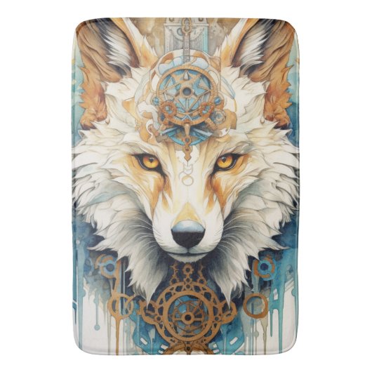 Rustclaw Steampunk Wolf Badematte (Vorderseite Vertikal)