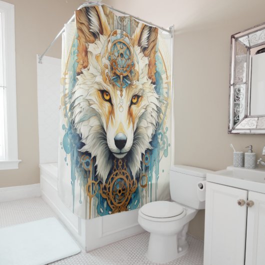 Rustclaw Steampunk Wolf Duschvorhang (Beispiel)