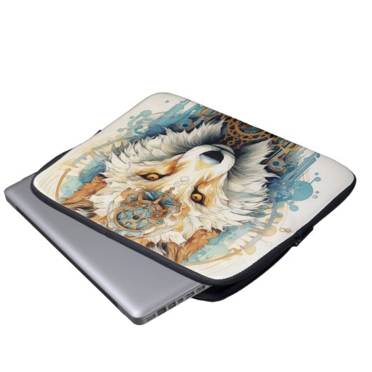 Rustclaw Steampunk Wolf Laptopschutzhülle (Vorne Knopf)