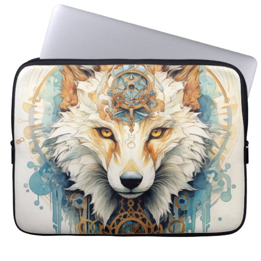 Rustclaw Steampunk Wolf Laptopschutzhülle (Vorderseite)