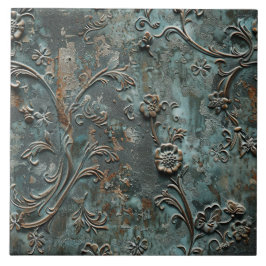 Rusted Metal Antique Floral  Fliese