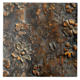 Rusted Metal Antique Floral  Fliese