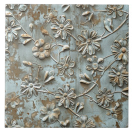 Rusted Metal Antique Floral  Fliese