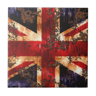 Rusted Patriotic United Kingdom Flag Fliese