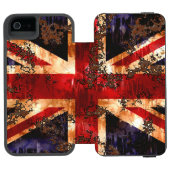Rusted Patriotic United Kingdom Flag Incipio iPhone Geldbeutel-Hülle (Folio Geöffnet)