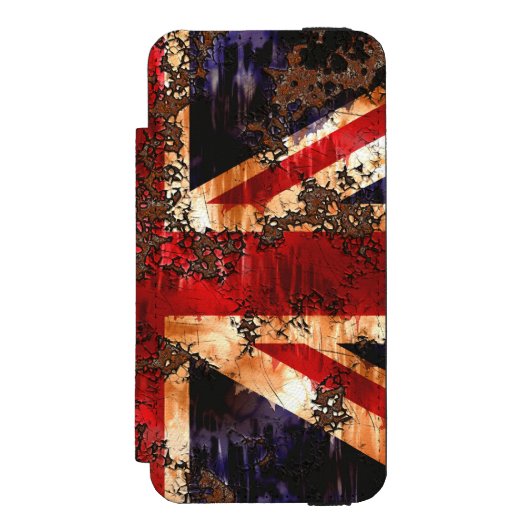 Rusted Patriotic United Kingdom Flag Incipio iPhone Geldbeutel-Hülle (Folio Vorderseite)