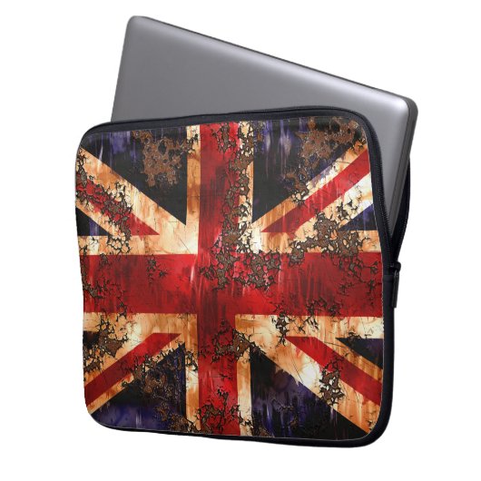 Rusted Patriotic United Kingdom Flag Laptopschutzhülle (Vorderseite Links)