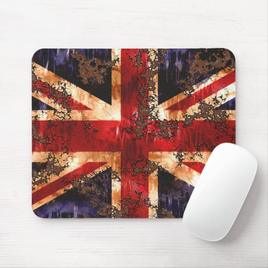 Rusted Patriotic United Kingdom Flag Mousepad (Mit Mouse)