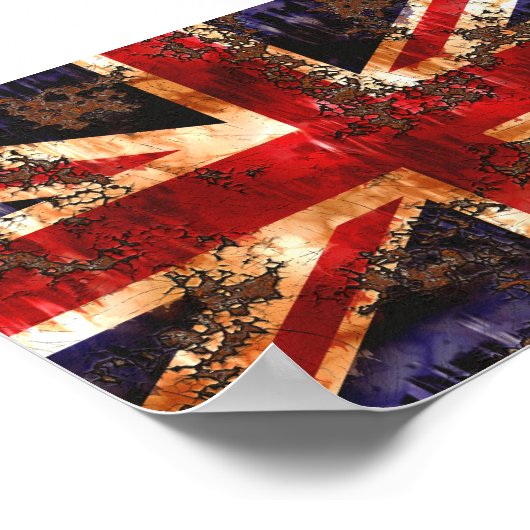 Rusted Patriotic United Kingdom Flag Poster (Ecke)