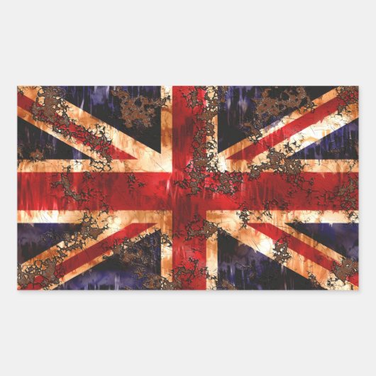 Rusted Patriotic United Kingdom Flag Rechteckiger Aufkleber (Vorderseite)