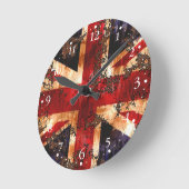 Rusted Patriotic United Kingdom Flag Runde Wanduhr (Winkel)