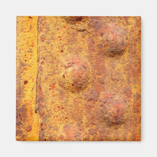 Rusted Riveted Metal Square Magnet (Vorne)