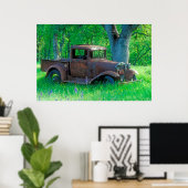 Rusted truck in a meadow poster (Heimbüro)