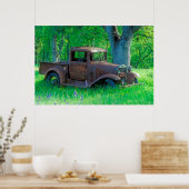 Rusted truck in a meadow poster (Küche)