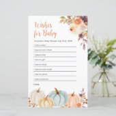 Rusti Orange Pumpkin Floral Wünsche für Baby (Stehend Vorderseite)