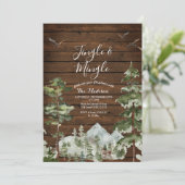 Rusti Wood Winter Animal Jingle & Mingle Forest Einladung (Stehend Vorderseite)