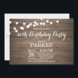 Rustic 20th Birthday Invitation Wood Einladung<br><div class="desc">Rustic 20th Birthday Invitation with String Lights Wood Background. 13th 15th 16th 18th 21st 30th 40th 50th 60th 70th 80th 90th 100th,  Any age. For further customization,  please click the "Customize it" button and use our design tool to modify this template.</div>