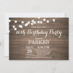 Rustic 20th Birthday Invitation Wood Einladung<br><div class="desc">Rustic 20th Birthday Invitation with String Lights Wood Background. 13th 15th 16th 18th 21st 30th 40th 50th 60th 70th 80th 90th 100th,  Any age. For further customization,  please click the "Customize it" button and use our design tool to modify this template.</div>