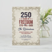 Rustic 250th Anniversary Independence Day Einladung (Stehend Vorderseite)