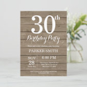 Rustic 30th Birthday Invitation Einladung (Stehend Vorderseite)