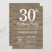 Rustic 30th Birthday Invitation Einladung (Vorne/Hinten)