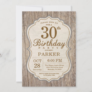 Rustic 30th Birthday Invitation Wood Einladung