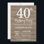Rustic 40th Birthday Invitation Einladung<br><div class="desc">Rustic 40th Birthday Invitation. Rustic Wood Background. Vintage Retro Birthday. Adult Birthday. Men or Women Bday Invite. 13th 15th 16th 18th 20th 21st 30th 40th 50th 60th 70th 80th 90th 100th, Any age. For further customization, please click the "Customize it" button and use our design tool to modify this template....</div>
