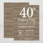 Rustic 40th Birthday Invitation Einladung (Vorne/Hinten)