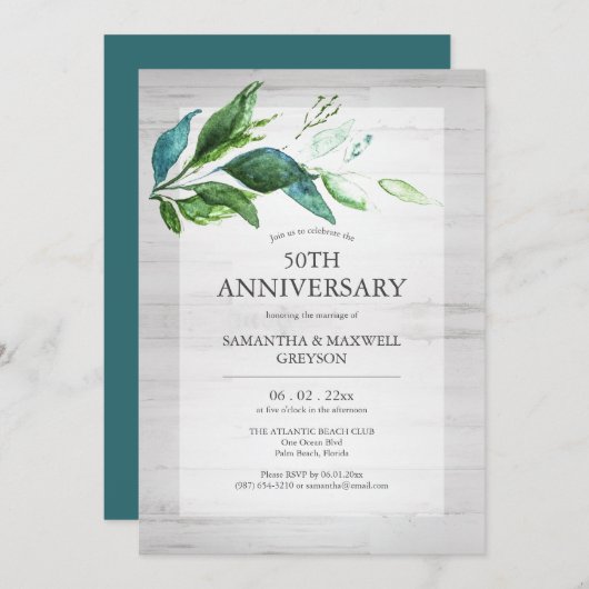 Rustic 50th Wedding Anniversary Invitations (Vorne/Hinten)