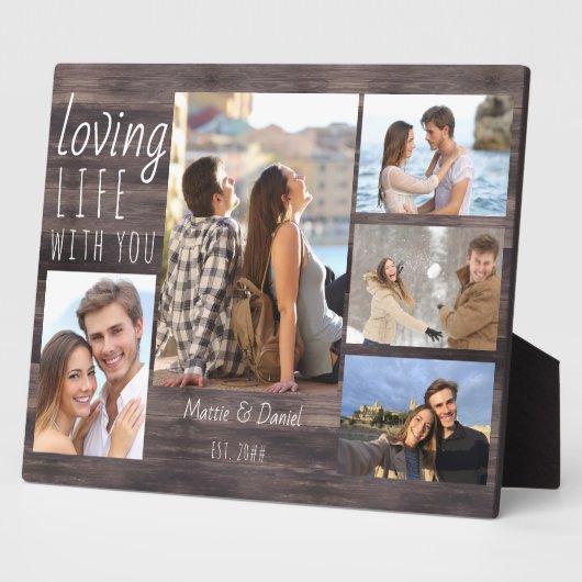Rustic 5 Foto Collage Love Life with you | Holz Fotoplatte (Seite)
