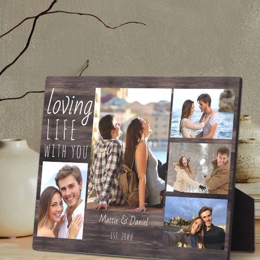 Rustic 5 Foto Collage Love Life with you | Holz Fotoplatte