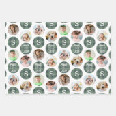 Rustic 6 Foto Monogram PEACE LIEBE JOY Kariert Geschenkpapier Set (Vorderseite 3)