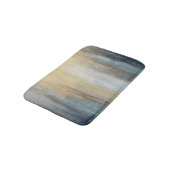 Rustic Abstract Blue Brown Yellow Stripe Badematte (Schrägansicht)