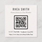 Rustic Abstract Ivory Gold Black Grey Logo QR Code Quadratische Visitenkarte (Rückseite)