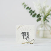 Rustic Abstract Ivory Gold Black Grey Logo QR Code Quadratische Visitenkarte (Stehend Vorderseite)