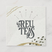 Rustic Abstract Ivory Gold Black Grey Logo QR Code Quadratische Visitenkarte (Vorderseite)